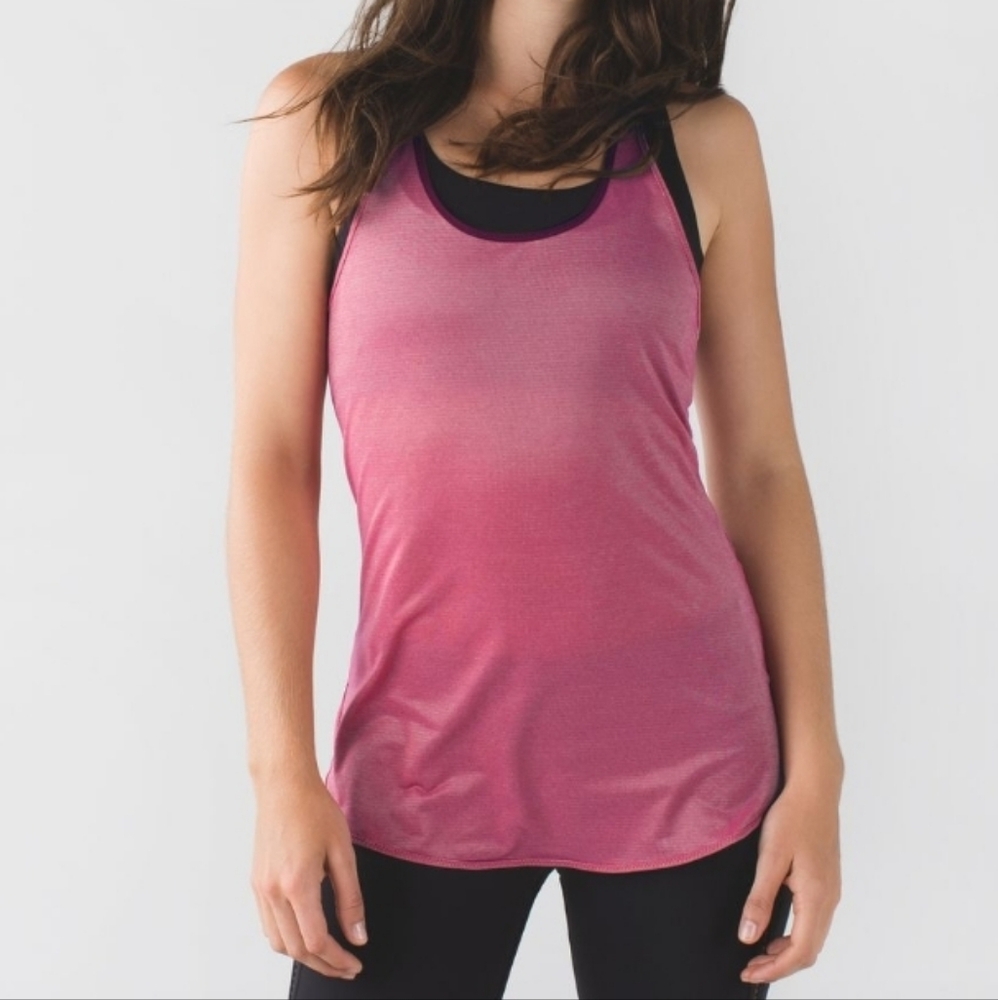 Lululemon What The Sport Singlet Tank Magenta Gold‎ Shimmer, Size 0 / XXS